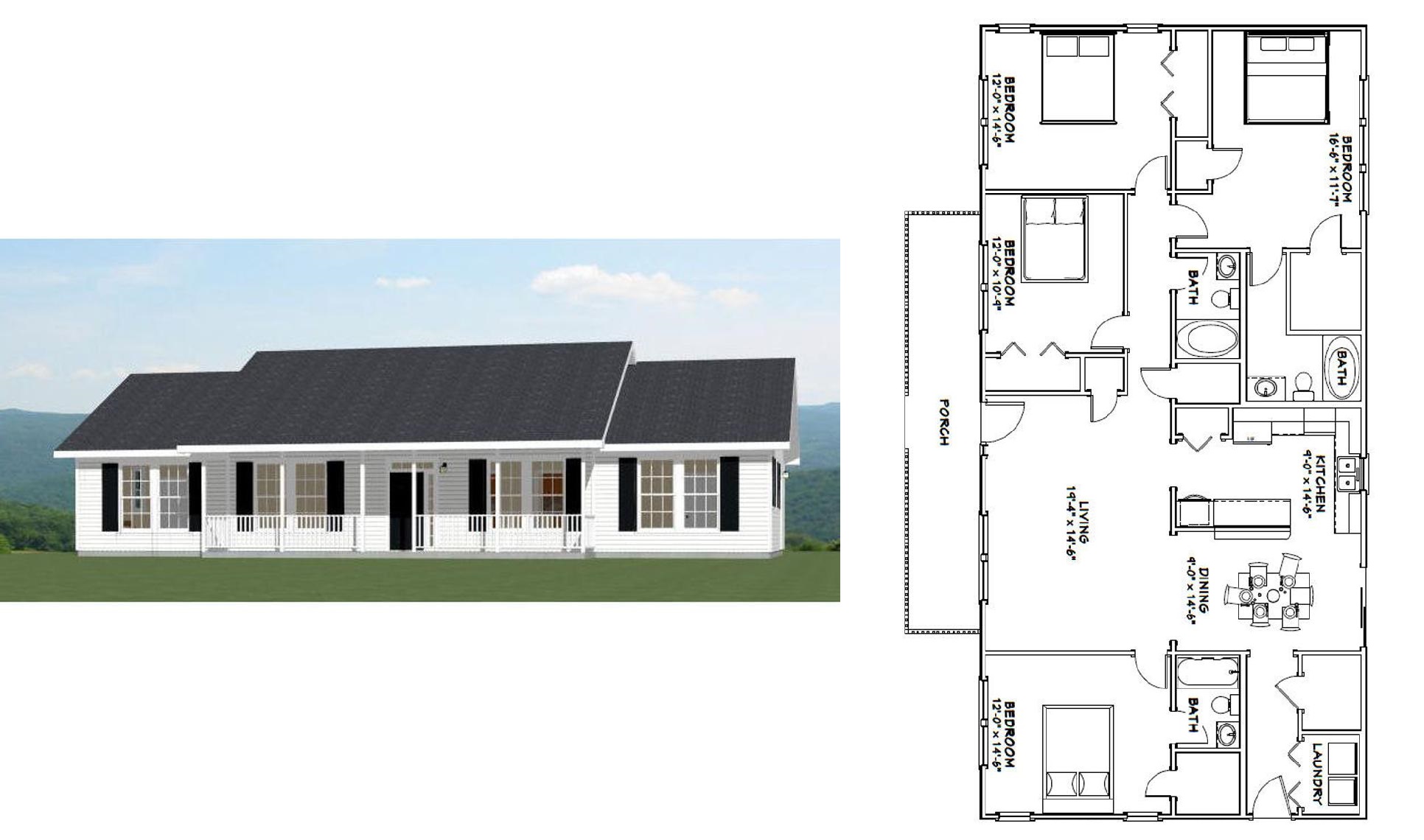 60x30 House Plan 1 800 Sq Ft Pdf Floor Plan Simple Design House