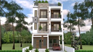 Home Design Plan 7x10m with 6 Bedrooms front