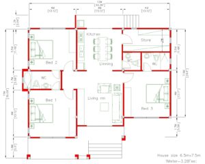 House Design 3d 12x11 Meter 39x36 Feet 3 Bedrooms Hip Roof PDF Full Plan floor plan