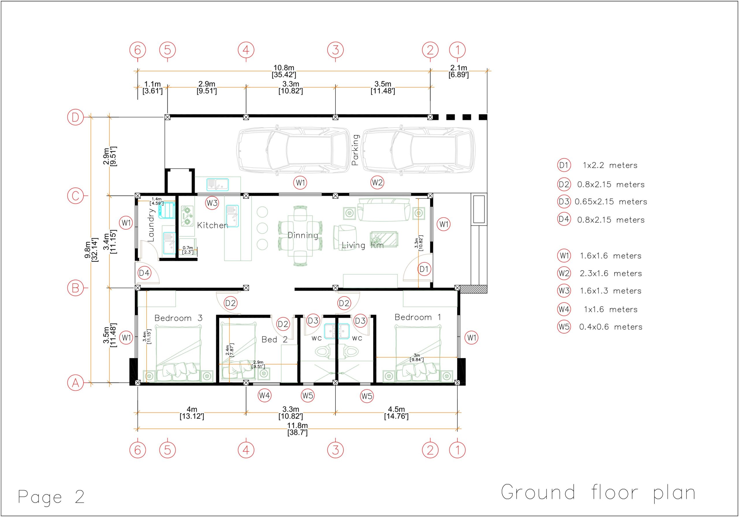 House Design Plan 10x13 Meter 33x43 Feet 3 Beds PDF Full Plan layout floor plan
