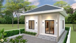 Small House Design 3d 6x7 Meter 20x23 Feet 2 Bedrooms Hip Roof PDF Full Plan