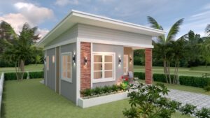 Small House Design 6.5x8 Meter 21x26 Feet 2 Bedrooms Shed Roof PDF Full Plan