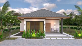 Small House Plan 10.7x10.5 Meter 35x34 Feet 2 Beds PDF Full Plan