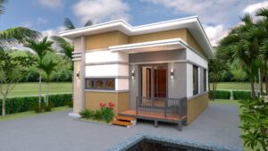 Small House Plan 6x8 Meter 20x26 Feet 2 Bedrooms Shed Roof PDF Full Plan