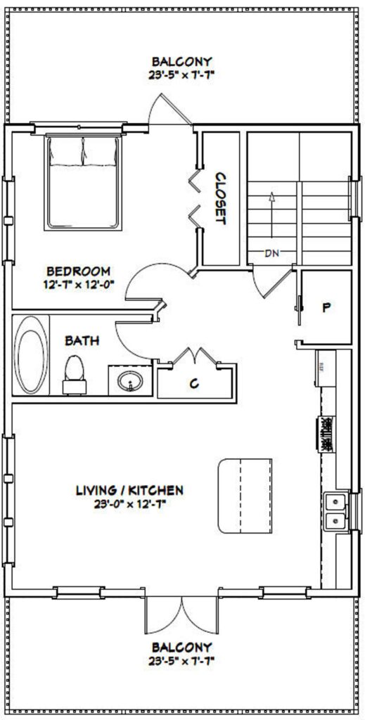 24x32-Small-House-Plan-1-Bedroom-1.5-Bath-830-sq-ft-PDF-Floor-Plan-first-floor