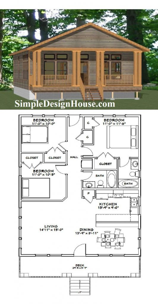 30x40-House-Plan-3d-3-Bedrooms-2-Baths-1200-sq-ft-PDF-Floor-Plan-3d