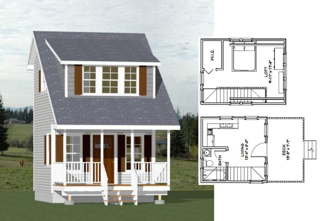 14x14-Small-House-3d-1-Bedroom-1-Bath-399-sq-ft-PDF-Floor-Plan-C
