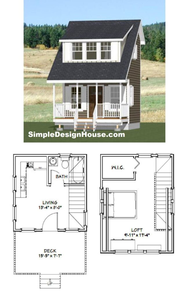 14x14-Small-House-Design-1-Bedroom-1-Bath-399-sq-ft-PDF-Floor-Plan-3d