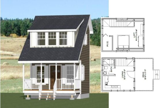 14×14 Small House Design 399 sq ft PDF Floor Plan