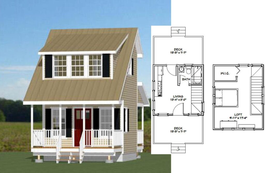 14x14-Tiny-House-3d-1-Bedroom-1-Bath-399-sq-ft-PDF-Floor-Plan-C