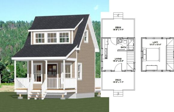 14×14 Tiny House Design 343 sq ft PDF Floor Plan