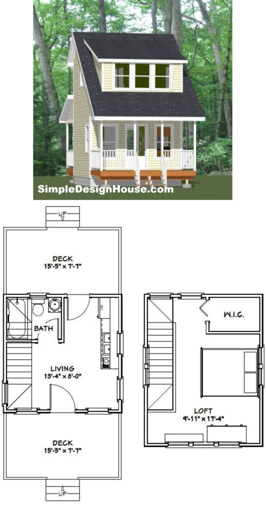 14x14-Tiny-House-Plan-1-Bedroom-1-Bath-399-sq-ft-PDF-Floor-Plan-3d