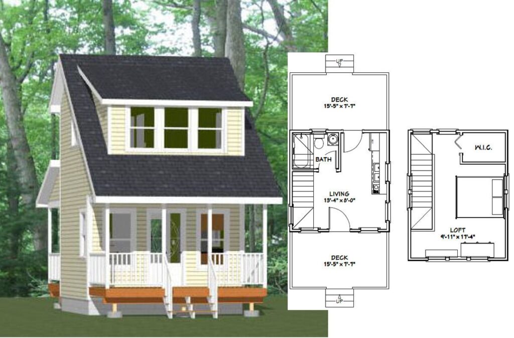 14x14-Tiny-House-Plan-1-Bedroom-1-Bath-399-sq-ft-PDF-Floor-Plan-C