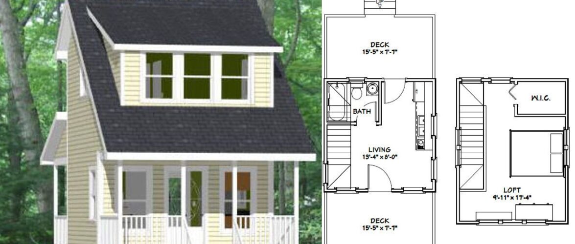 14×14 Tiny House Plan 399 sq ft PDF Floor Plan
