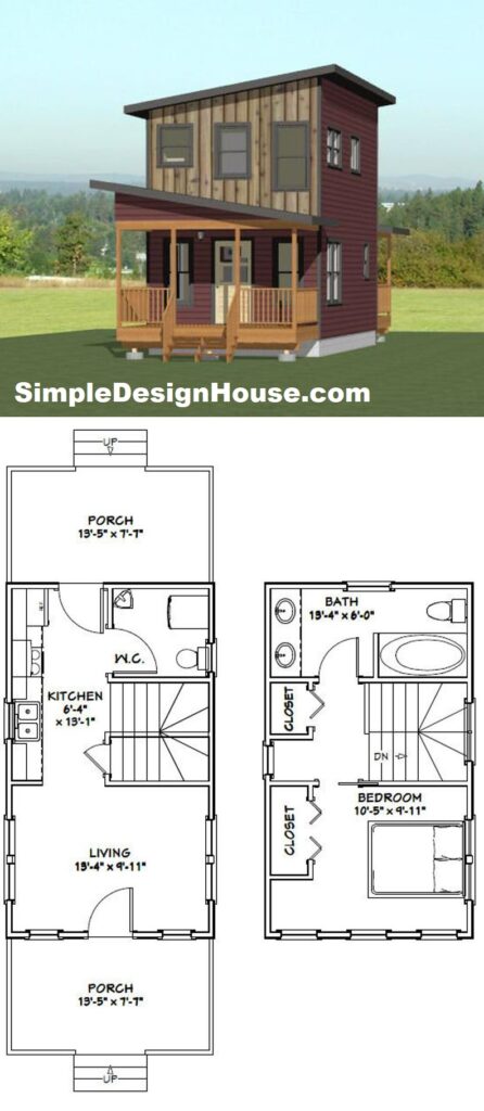 14x24-Small-House-Plan-1-Bedroom-1.5-Bath-597-sq-ft-PDF-Floor-Plan-3d