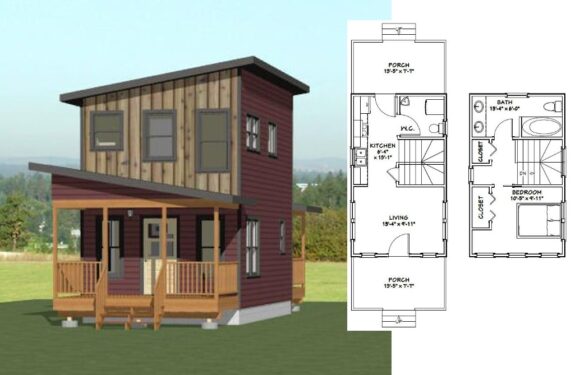 14×24 Small House Plan 597 sq ft PDF Floor Plan