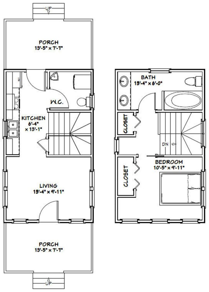 14x24-Small-House-Plan-1-Bedroom-1.5-Bath-597-sq-ft-PDF-Floor-Plan-layout-plan