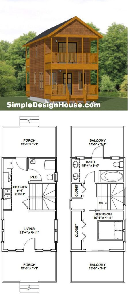 14x24-Tiny-House-3d-1-Bedroom-1.5-Bath-597-sq-ft-PDF-Floor-Plan-3d