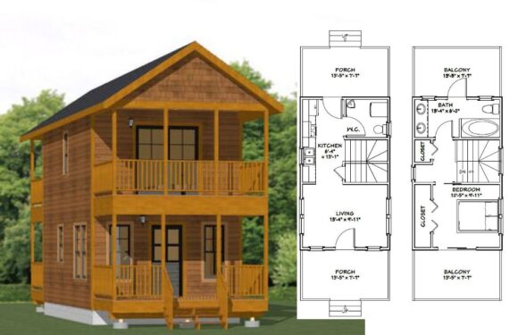 14×24 Tiny House 3d 597 sq ft PDF Floor Plan