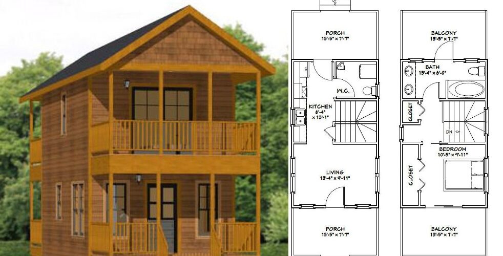 14×24 Tiny House 3d 597 sq ft PDF Floor Plan
