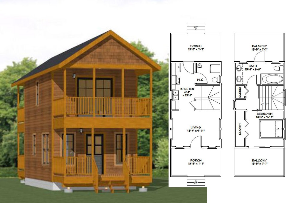 14x24-Tiny-House-3d-1-Bedroom-1.5-Bath-597-sq-ft-PDF-Floor-Plan-C