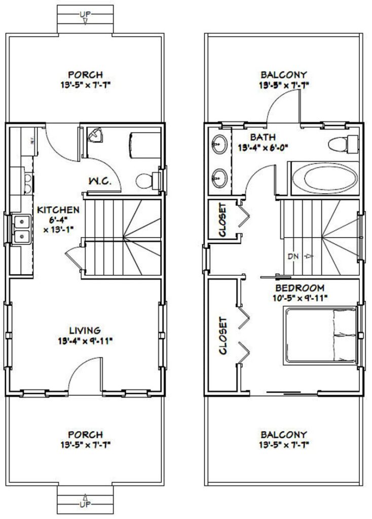 14x24-Tiny-House-3d-1-Bedroom-1.5-Bath-597-sq-ft-PDF-Floor-Plan-layout-plan