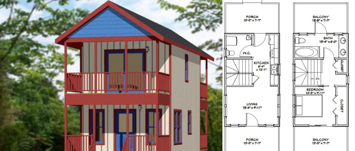 14×24 Tiny House Plan 597 sq ft PDF Floor Plan