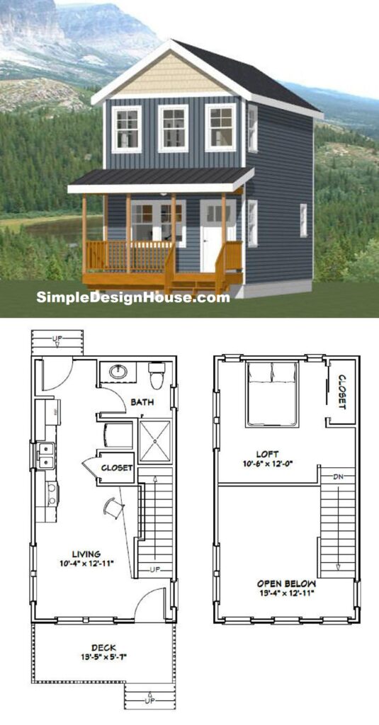 14x26-Tiny-House-Design-1-Bedroom-1.5-Bath-493-sq-ft-PDF-Floor-Plan-3d