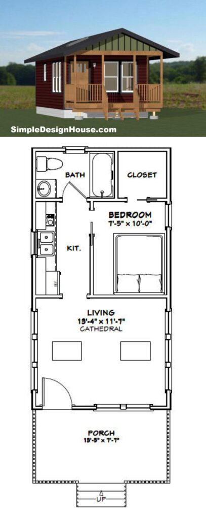 14x28-Small-House-Design-1-Bedroom-1-Bath-391-sq-ft-PDF-Floor-Plan-3d
