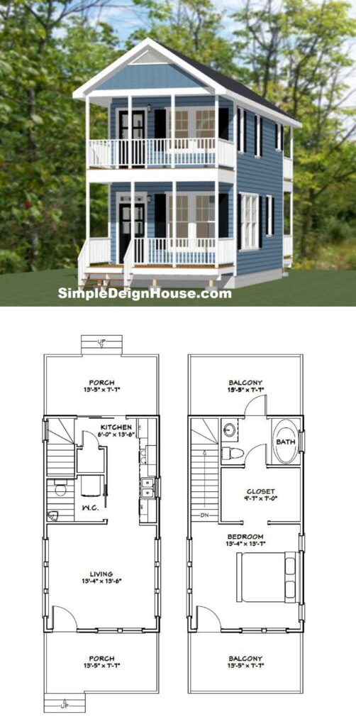 14x28-Small-House-Design-1-Bedroom-1.5-Bath-749-sq-ft-PDF-Floor-Plan-3d