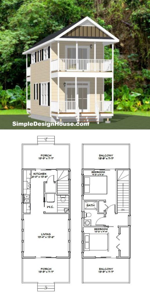 14x28-Tiny-House-Plan-2-Bedroom-1.5-Bath-749-sq-ft-PDF-Floor-Plan-Copy