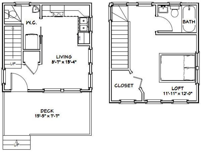 16x16-Best-Small-House-1-Bedroom-1.5-Bath-478-sq-ft-PDF-Floor-Plan-layout-plan