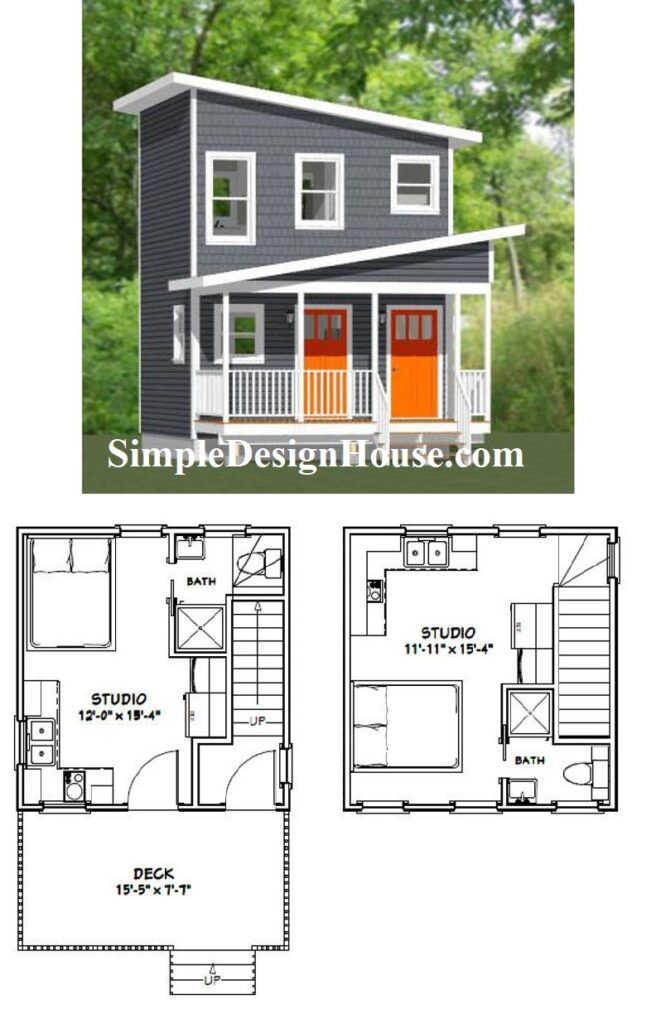 16x16-Duplex-House-3d-441-sq-ft-PDF-Floor-Plan-3d