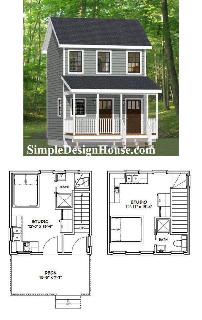 16x16-Duplex-Small-House-441-sq-ft-PDF-Floor-Plan-3d