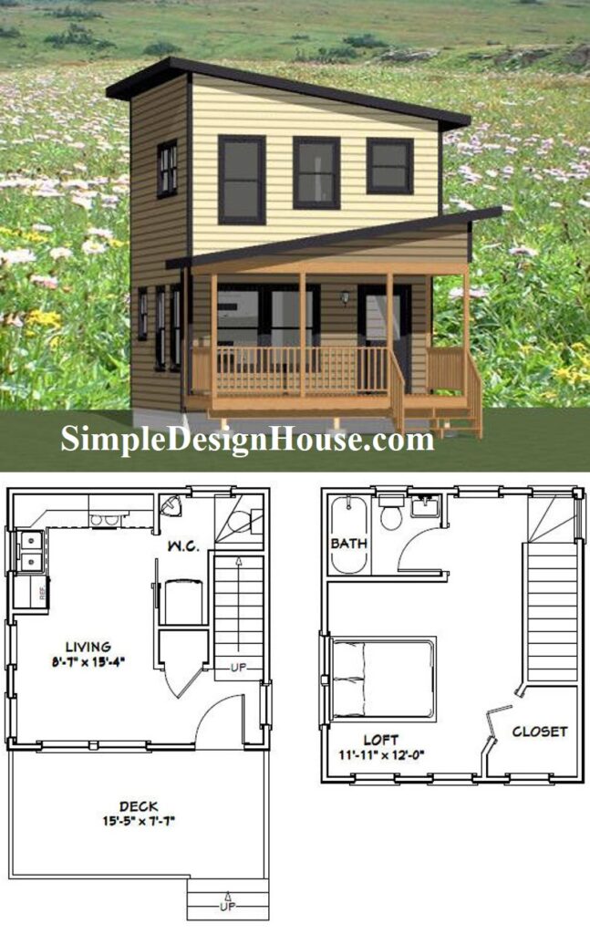 16x16-House-Design-Idea-1-Bedroom-1.5-Bath-478-sq-ft-PDF-Floor-Plan-3d
