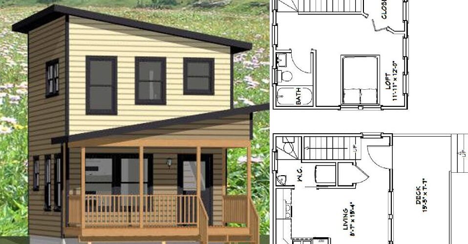 16×16 House Design Idea 1 Bedroom 1.5 Bath 478 sq ft PDF Floor Plan