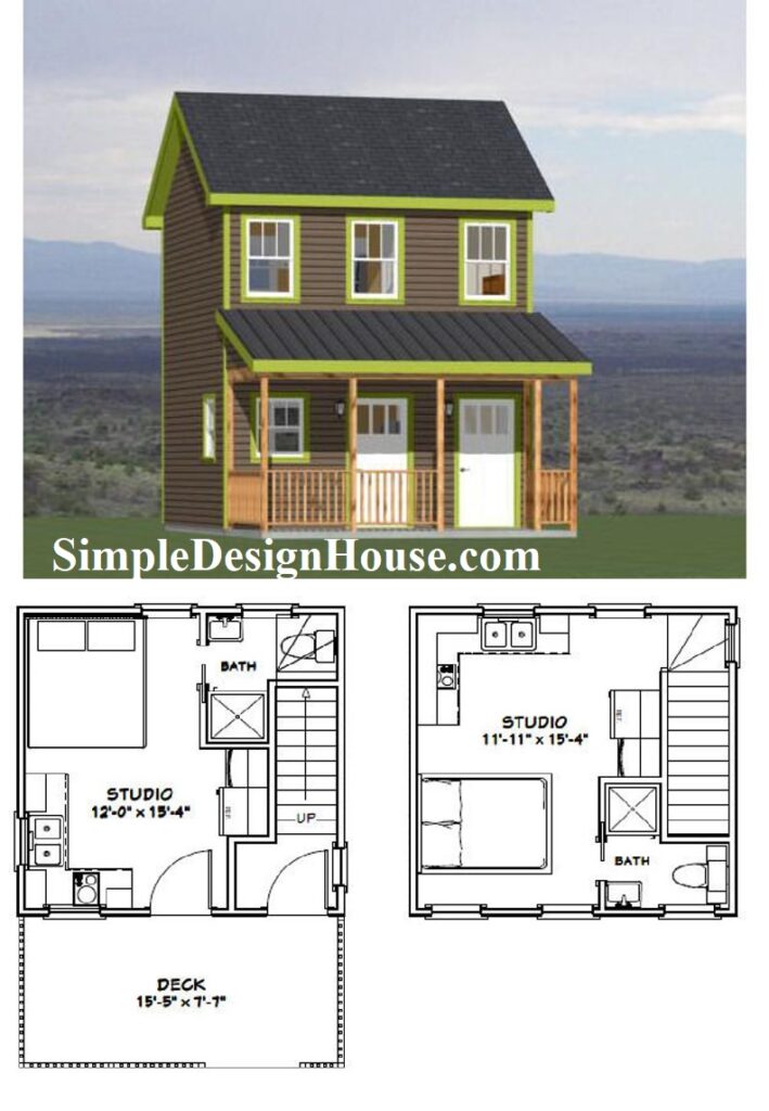 16x16-Simple-Duplex-House-441-sq-ft-PDF-Floor-Plan-3d
