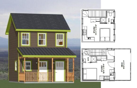 16×16 Simple Duplex House 441 sq ft PDF Floor Plan