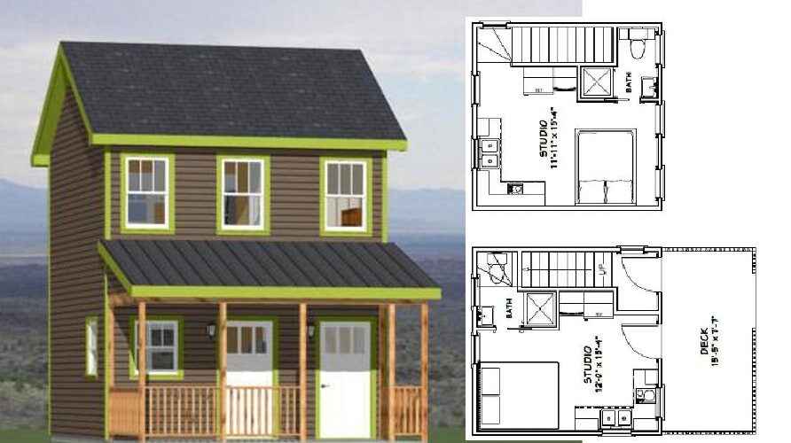 16×16 Simple Duplex House 441 sq ft PDF Floor Plan