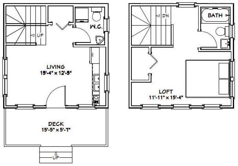 16x16-Simple-House-Plan-1-Bedroom-1.5-Bath-433-sq-ft-PDF-Floor-Plan-layout-plan