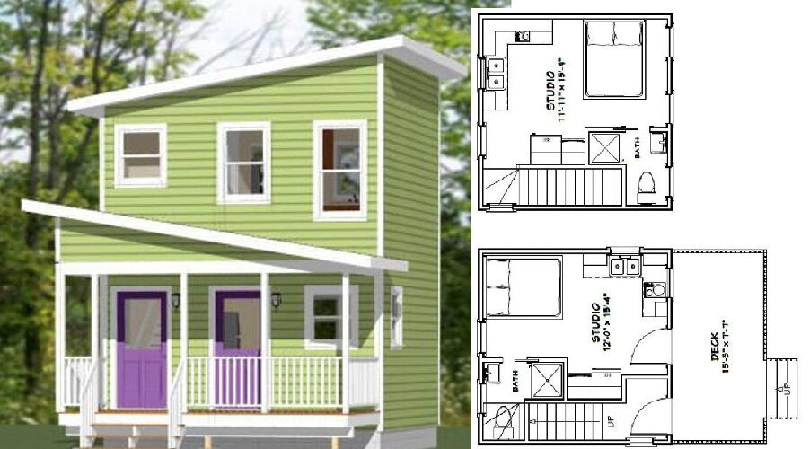 16×16 Small Duplex House 441 sq ft PDF Floor Plan