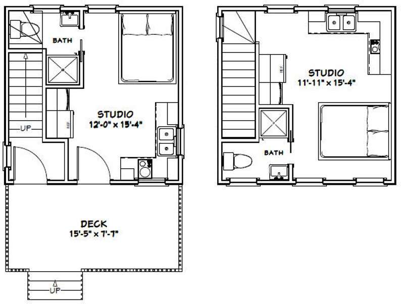 16x16-Small-Duplex-House-441-sq-ft-PDF-Floor-Plan-Layout-plan