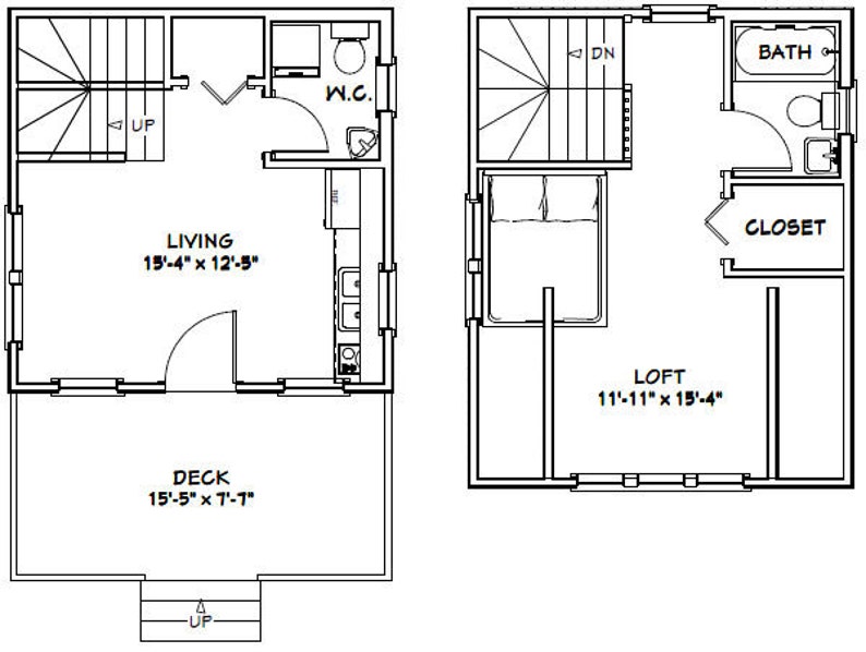 16x16-Small-House-3d-1-Bedroom-1.5-Bath-492-sq-ft-PDF-Floor-Plan-layout-plan