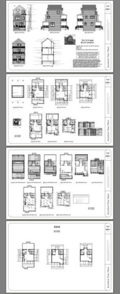 16x16-Small-House-Design-2-Bedrooms-2.5-Baths-697-sq-ft-PDF-Floor-Plan-all