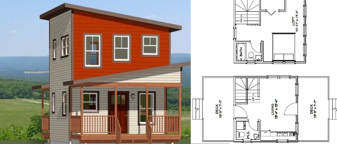 16×16 Small House Idea 1 Bedroom 1.5 Bath 465 sq ft PDF Floor Plan