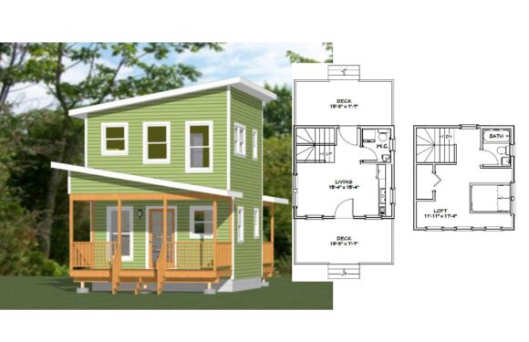 16×16 Small Tiny House Plan 1 Bedroom 1.5 Bath 465 sq ft PDF Floor Plan