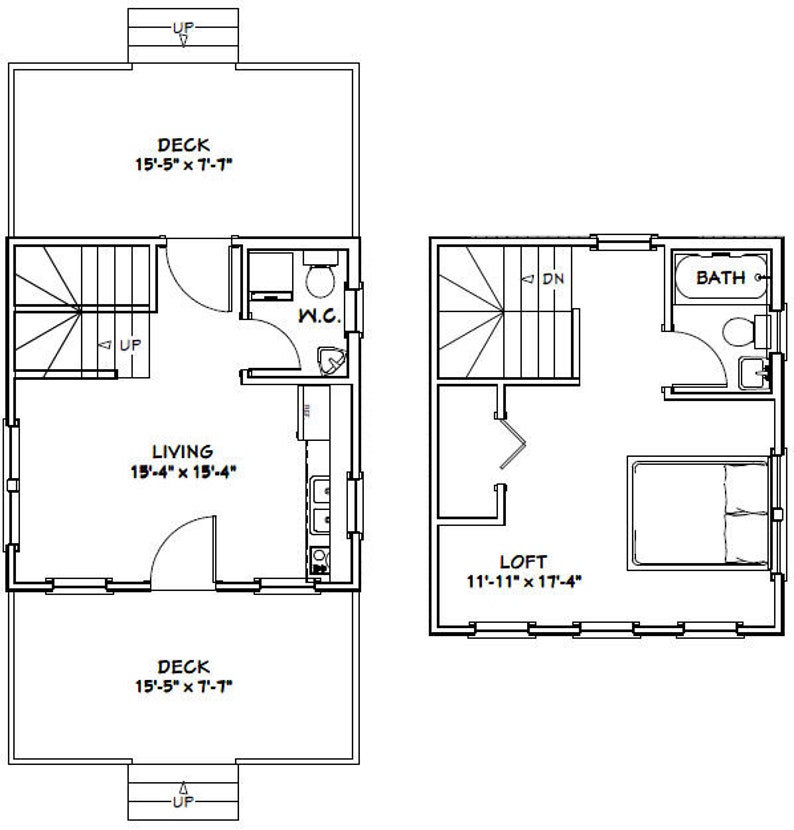 16x16-Small-Tiny-House-Plan-1-Bedroom-1.5-Bath-465-sq-ft-PDF-Floor-Plan-Layout-plan