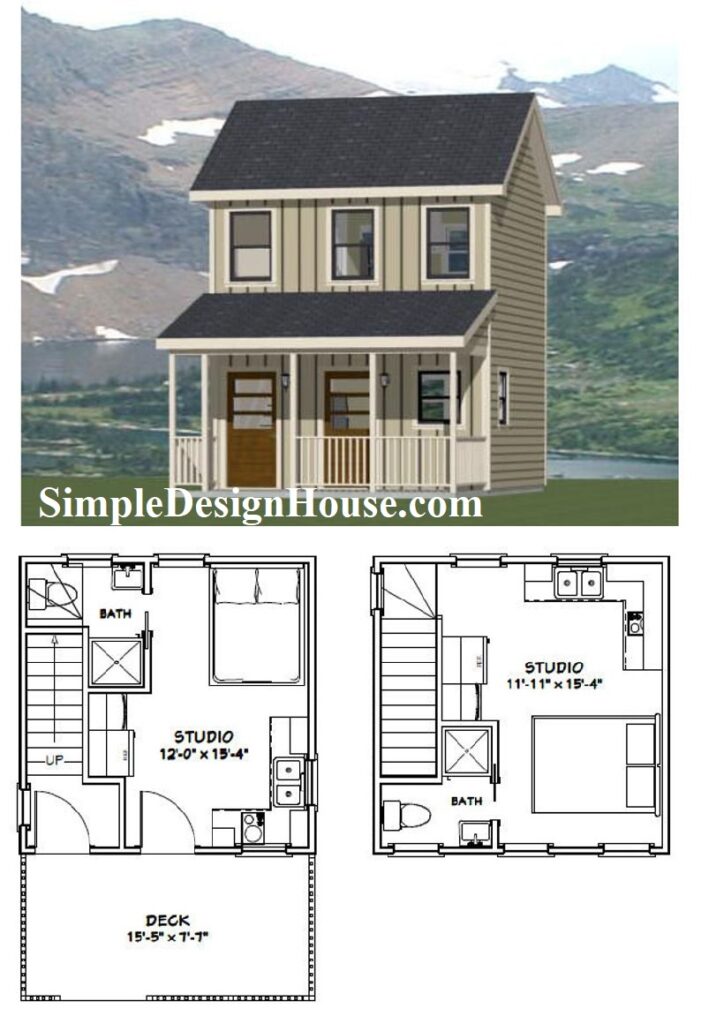 16x16-Tiny-Duplex-House-441-sq-ft-PDF-Floor-Plan-3d