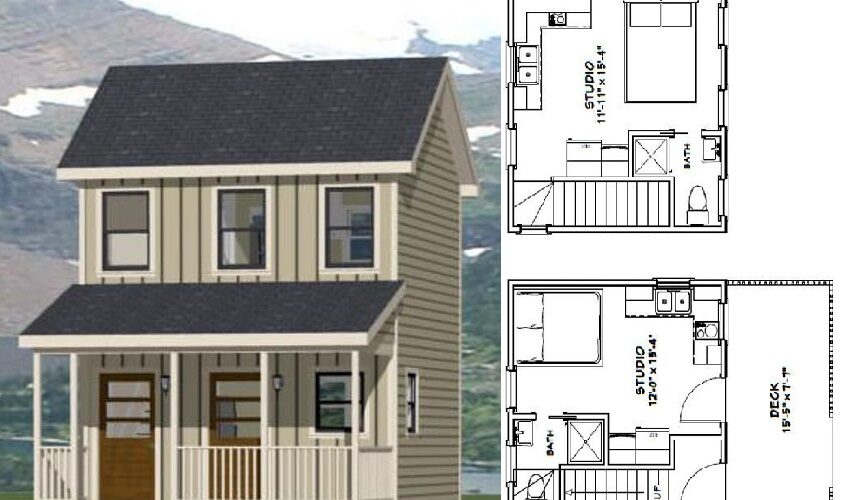 16×16 Tiny Duplex House 441 sq ft PDF Floor Plan