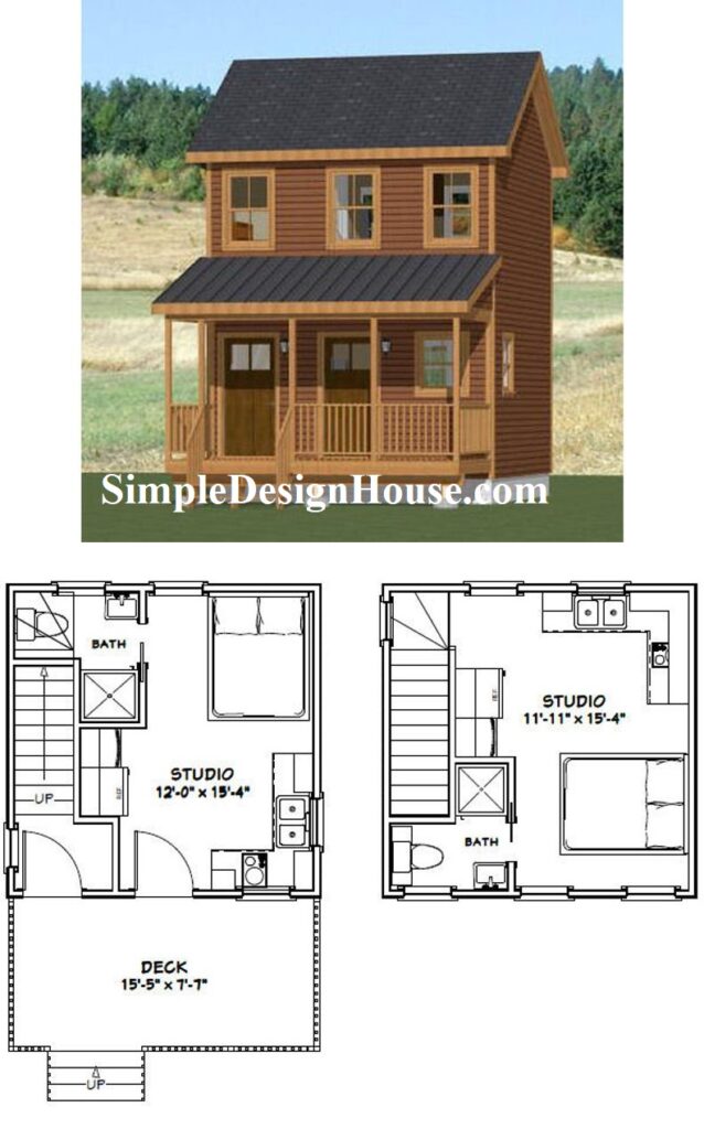 16x16-Tiny-Duplex-Plans-441-sq-ft-PDF-Floor-Plan-3d